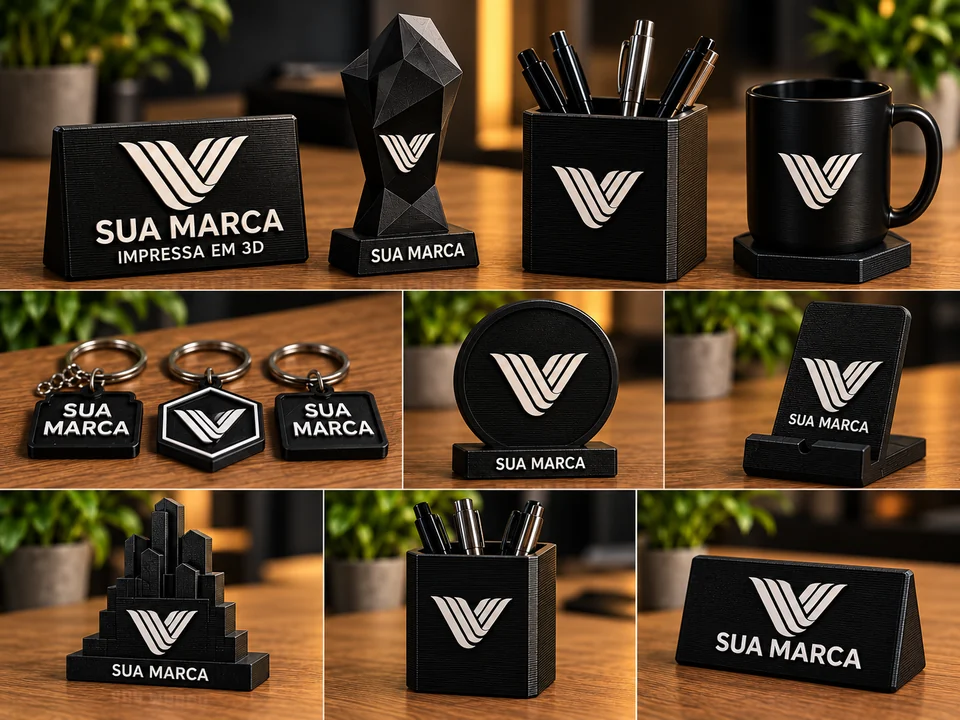 Brindes corporativos personalizados com logotipo em 3D